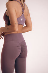 ESSENTIAL Mesh Waistband Leggings Mauve