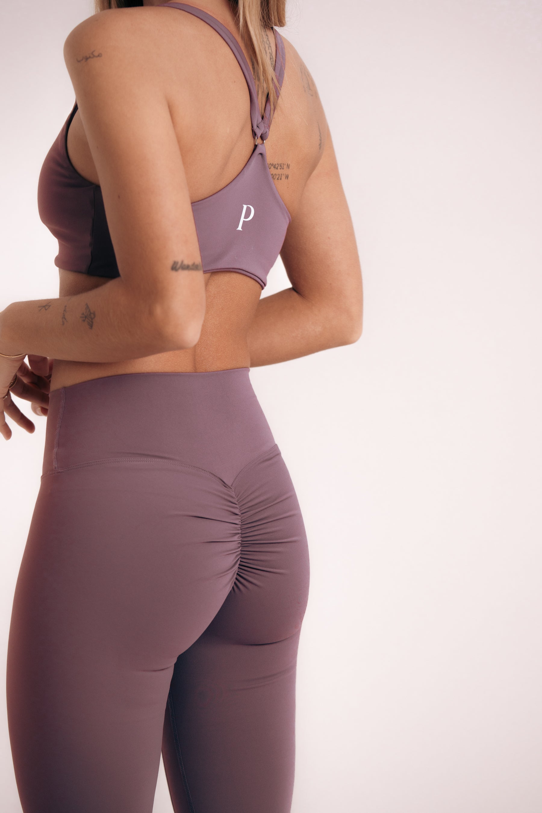 ESSENTIAL Mesh Waistband Leggings Mauve