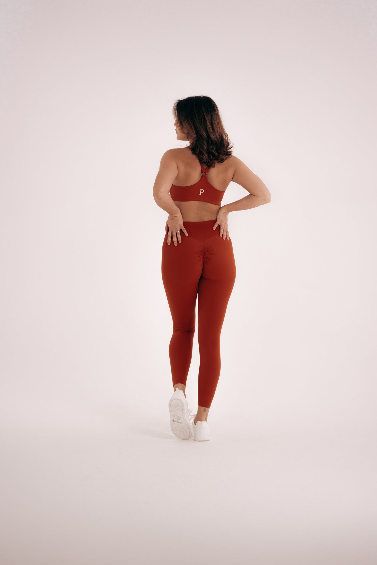 ESSENTIAL Mesh Waistband Leggings Orange