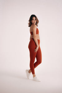 ESSENTIAL Mesh Waistband Leggings Orange